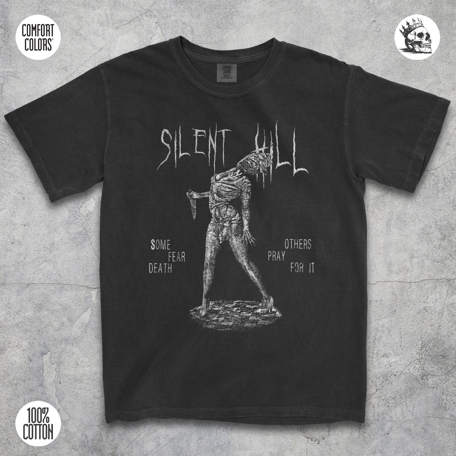Silent Hill Nurse horror gaming graphic t-shirt by Cruel Royalty, vintage streetwear printed on Comfort Colors.