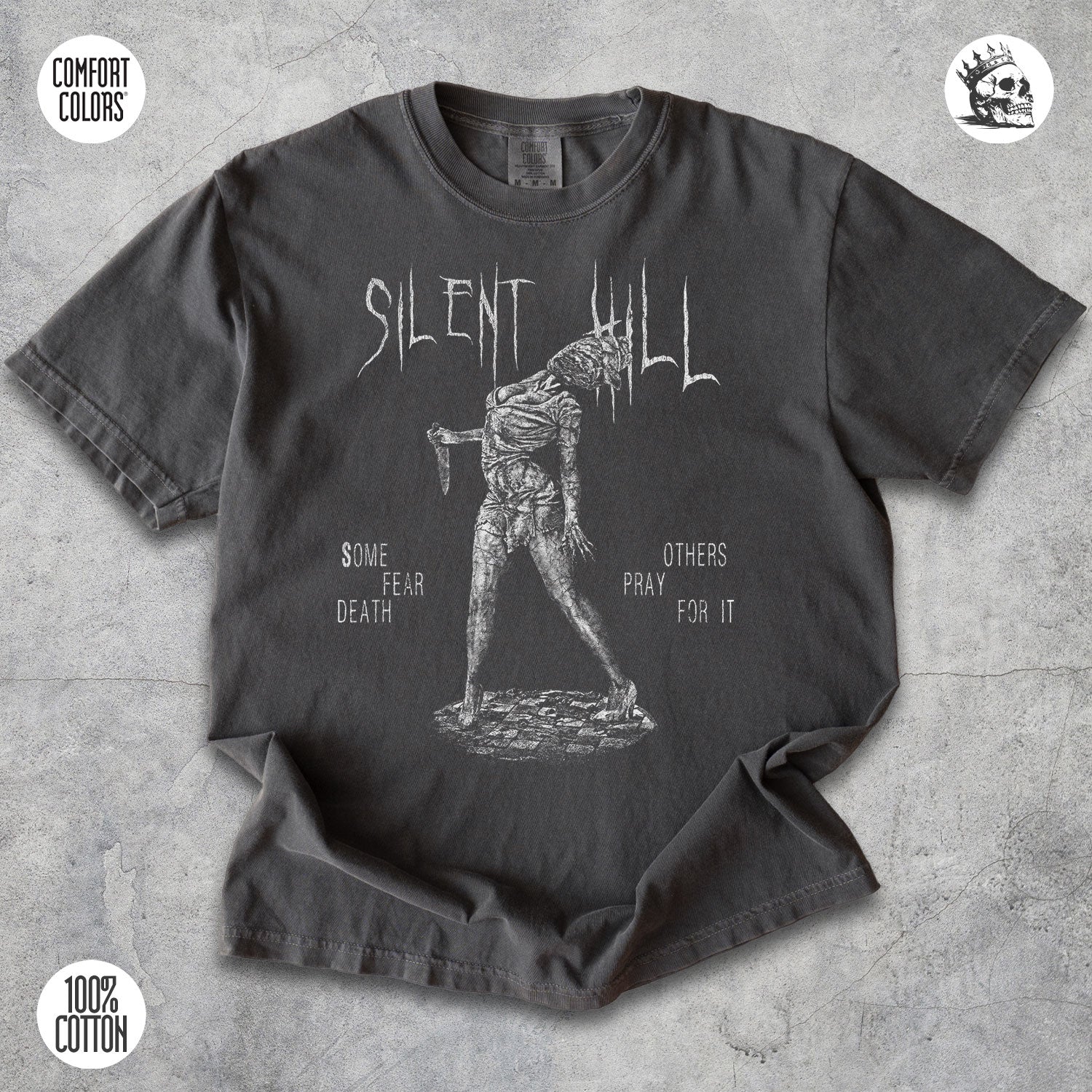 Silent Hill Nurse horror gaming graphic t-shirt by Cruel Royalty, vintage streetwear printed on Comfort Colors.
