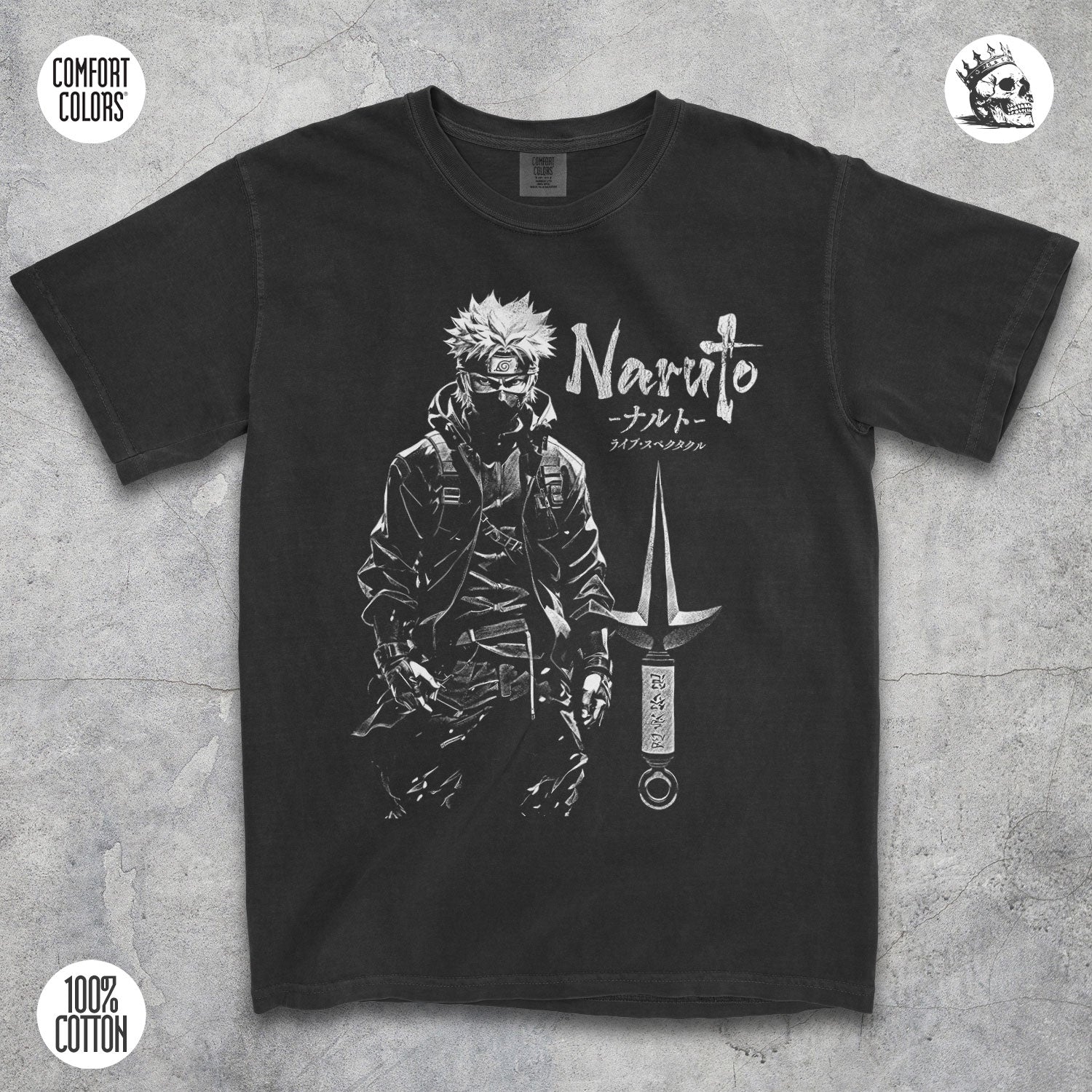 Naruto anime graphic t-shirt by Cruel Royalty, vintage Shippuden streetwear on Comfort Colors.