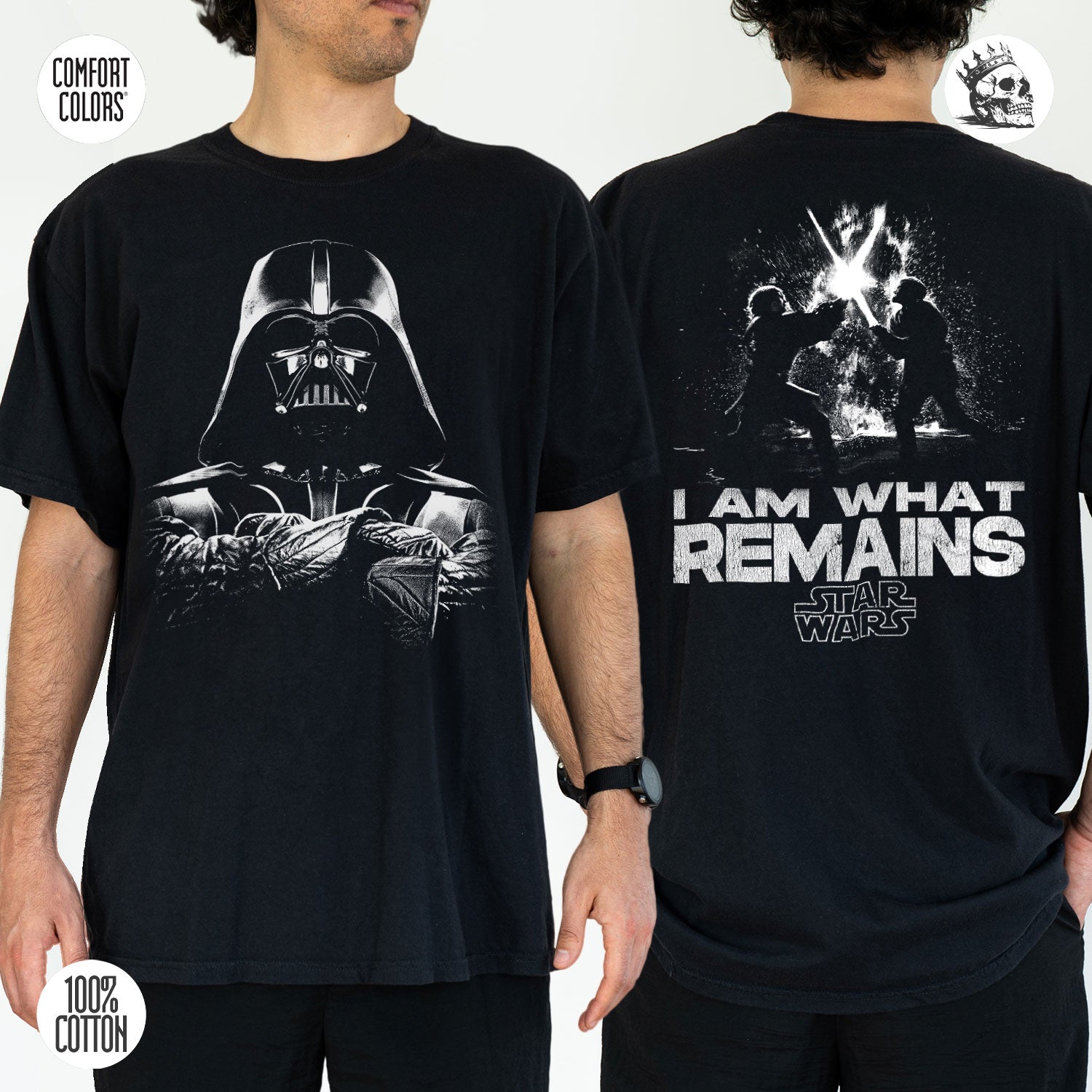 Anakin vs Obi-Wan Star Wars Mustafar duel t-shirt by Cruel Royalty, vintage sci-fi streetwear on Comfort Colors.
