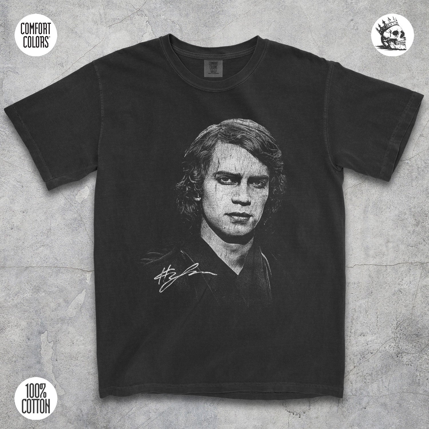 Anakin Skywalker Star Wars Jedi Knight t-shirt by Cruel Royalty, vintage sci-fi streetwear on Comfort Colors.