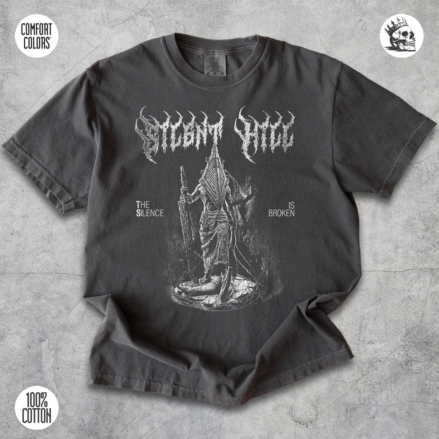 Pyramid Head Silent Hill horror video game t-shirt by Cruel Royalty, vintage streetwear on Comfort Colors.