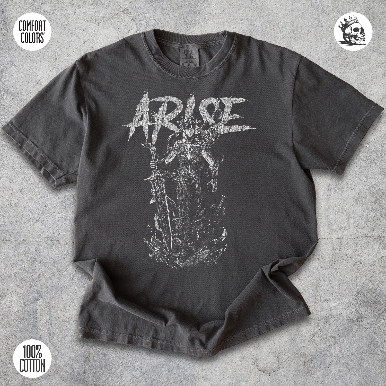 Solo Leveling Arise Sung Jin-Woo Shadow Monarch t-shirt by Cruel Royalty, vintage anime streetwear on Comfort Colors.