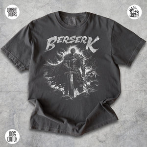 Guts Berserk Shirt – Black Swordsman Graphic Tee for Dark Fans