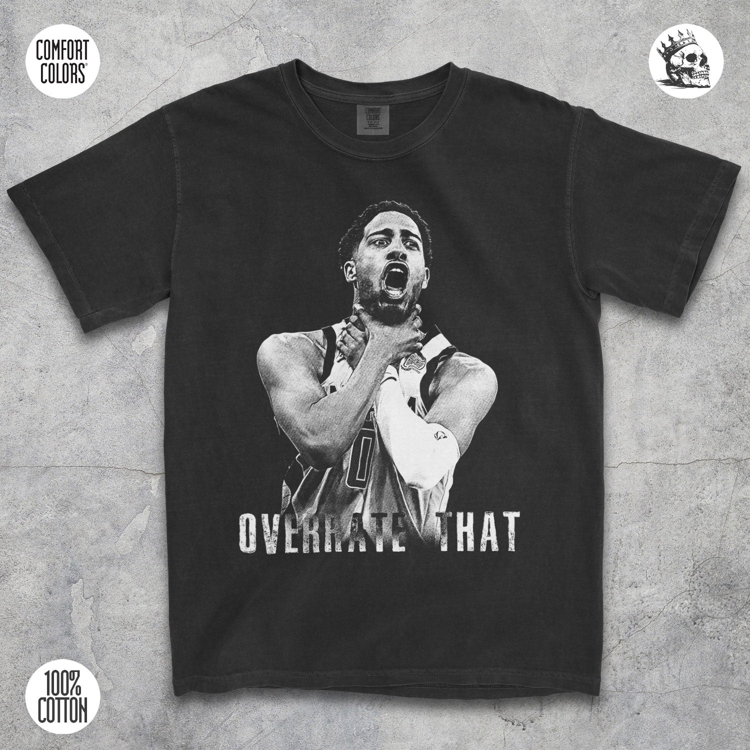Overrate That Tee – Tyrese Haliburton Iconic Quote Basketball Shirt