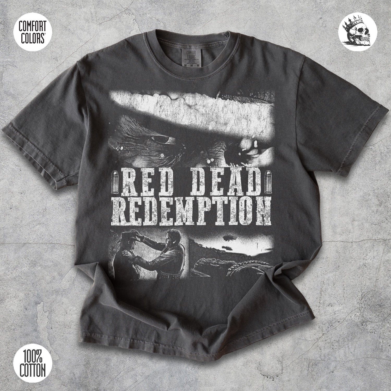 Arthur Morgan Red Dead Redemption 2 graphic t-shirt by Cruel Royalty, vintage western streetwear on Comfort Colors.