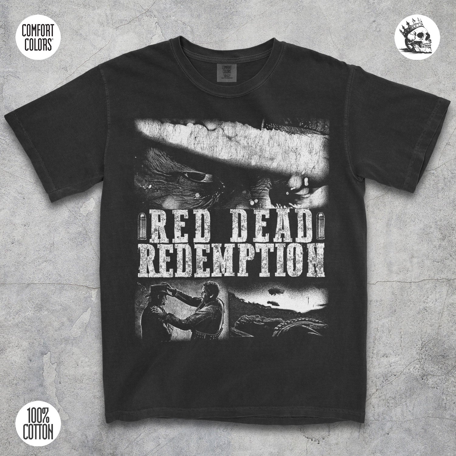 Arthur Morgan Red Dead Redemption 2 graphic t-shirt by Cruel Royalty, vintage western streetwear on Comfort Colors.