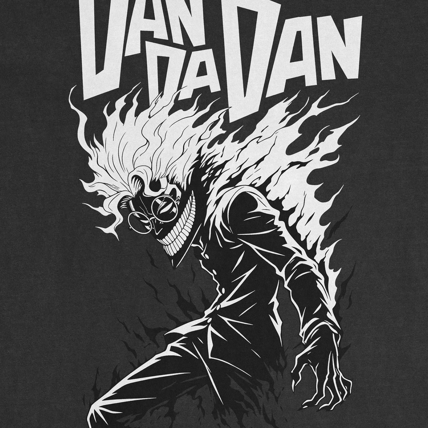 Dan Da Dan Turbo Granny Arc tee with high-contrast yokai portrait graphic. Premium supernatural anime shirt on Comfort Colors by Cruel Royalty.