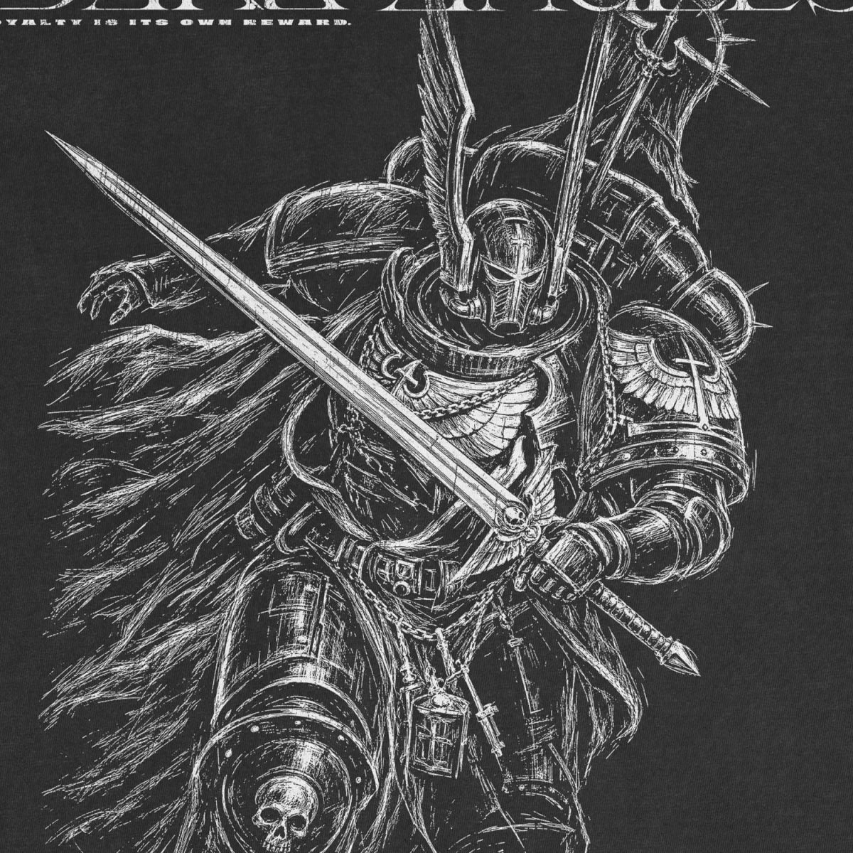 Grimdark Knight Tee – Space Marine Sci-Fi Shirt - Cruel Royalty
