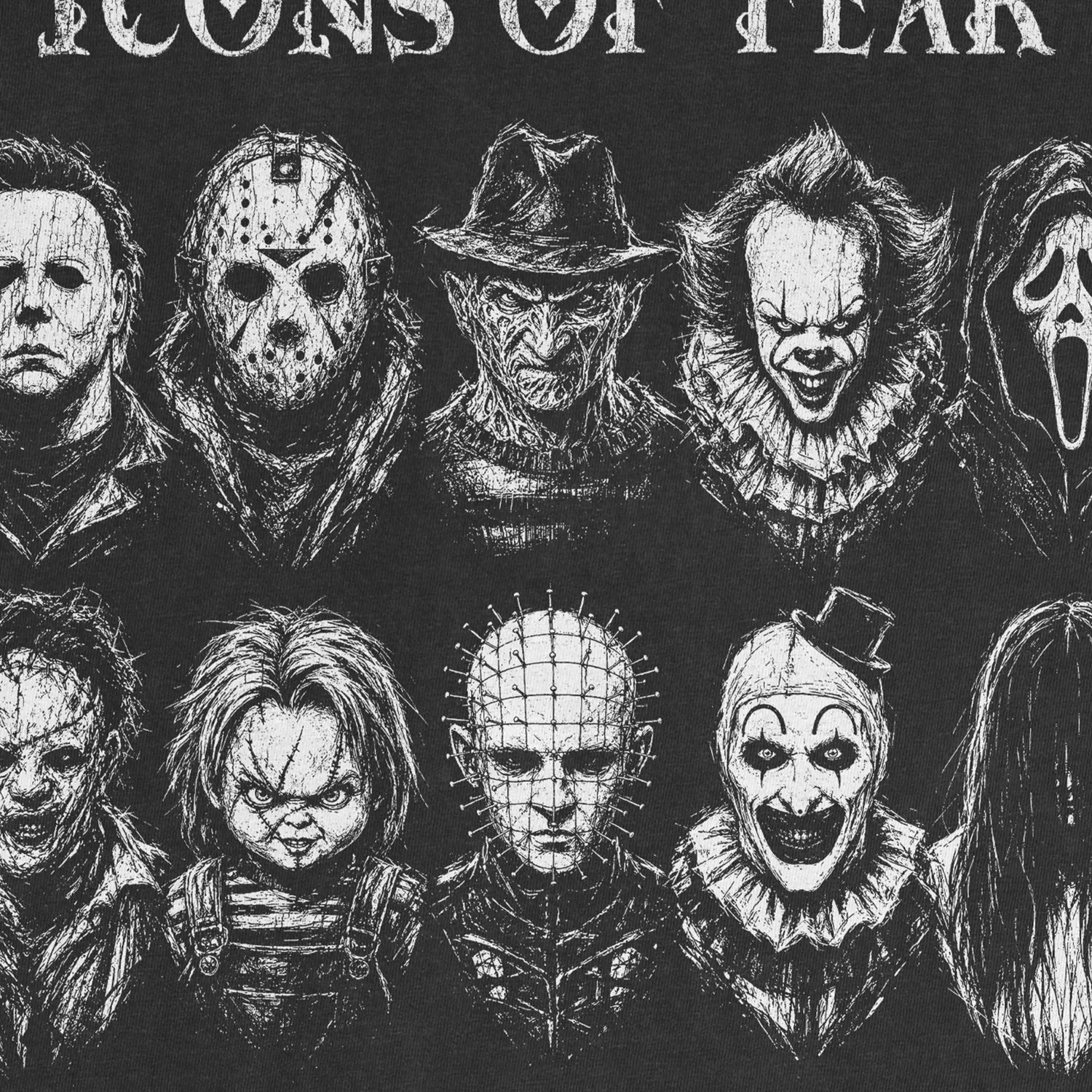 Icons of Fear Tee – Horror Villains Shirt - Cruel Royalty