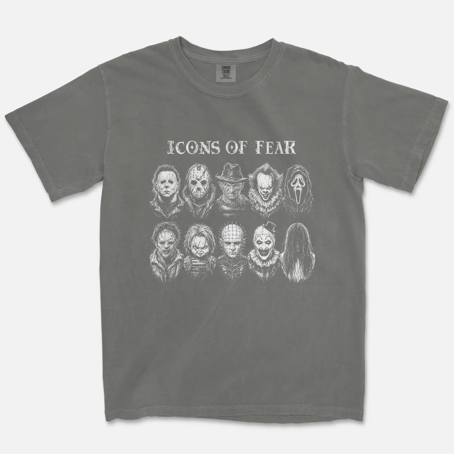 Icons of Fear Tee – Horror Villains Shirt (Pepper) - Cruel Royalty