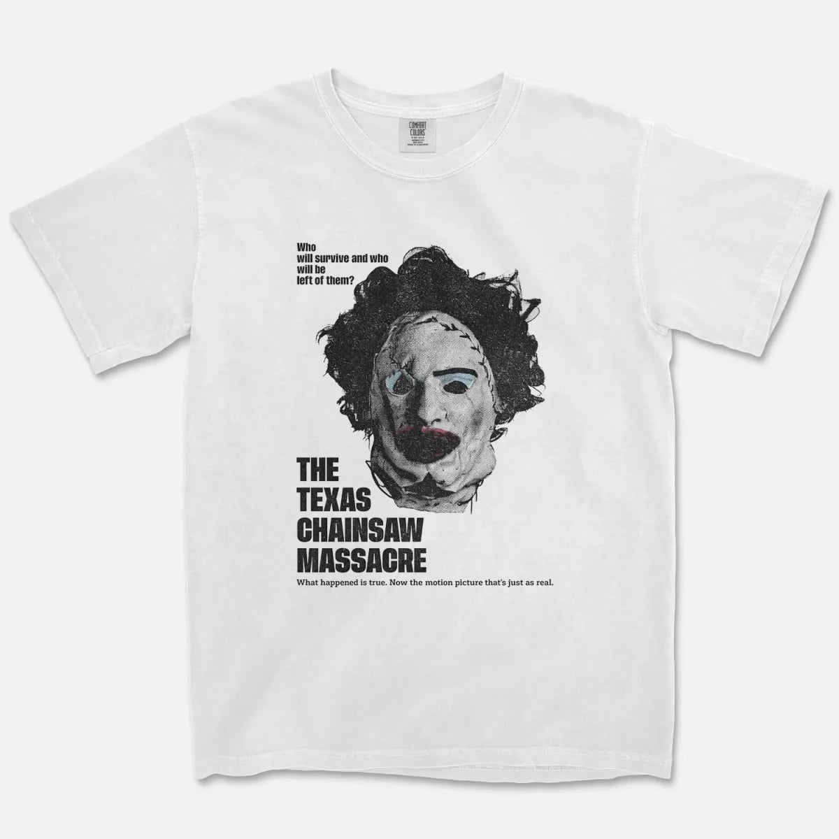 Skin Mask Tee – Chainsaw Killer Horror Shirt - Cruel Royalty