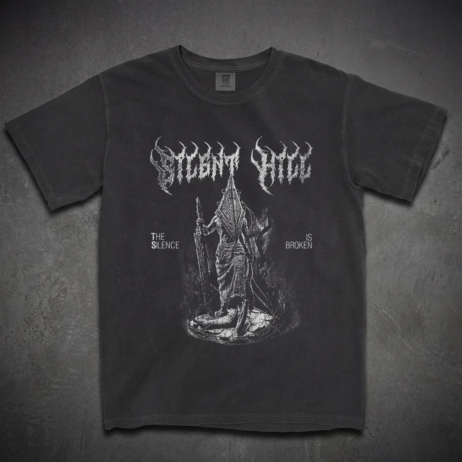 Cruel Royalty Pyramid Head Silent Hill 2 graphic tee — heavyweight Comfort Colors horror gaming shirt