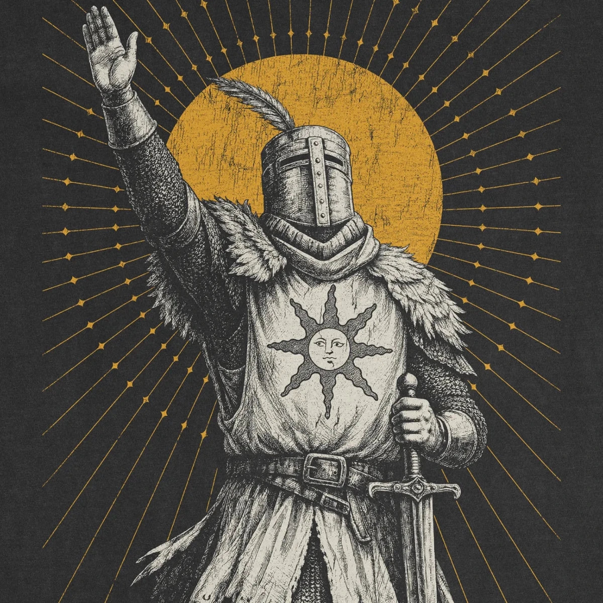 Praise The Sun Tee – Sun Warrior Knight Dark Fantasy Gaming Shirt - Cruel Royalty
