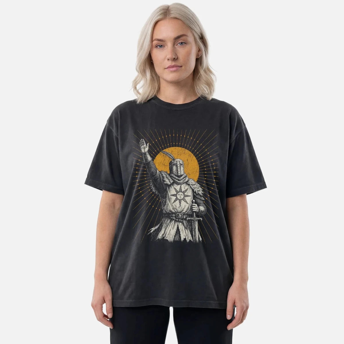 Praise The Sun Tee – Sun Warrior Knight Dark Fantasy Gaming Shirt - Cruel Royalty
