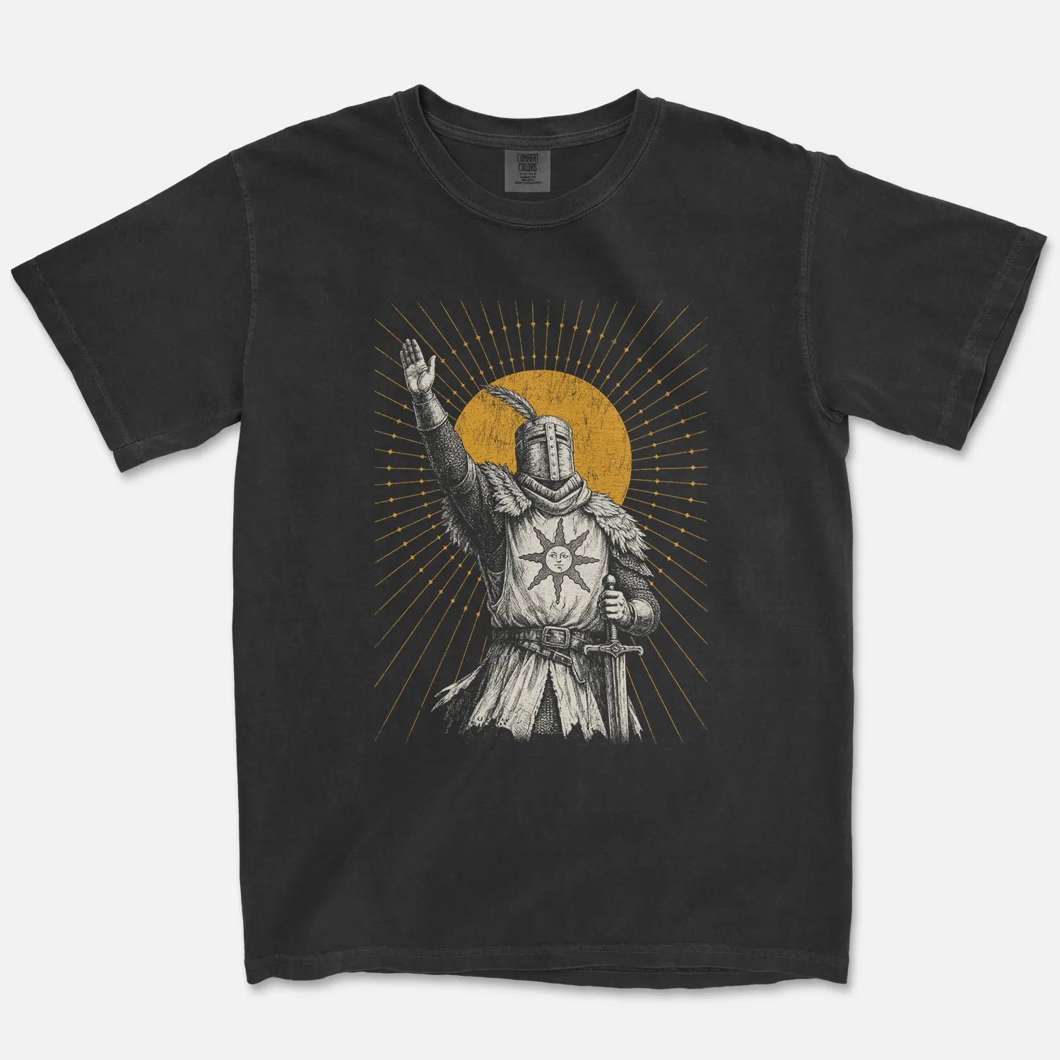 Praise The Sun Tee – Sun Warrior Knight Dark Fantasy Gaming Shirt - Comfort Colors