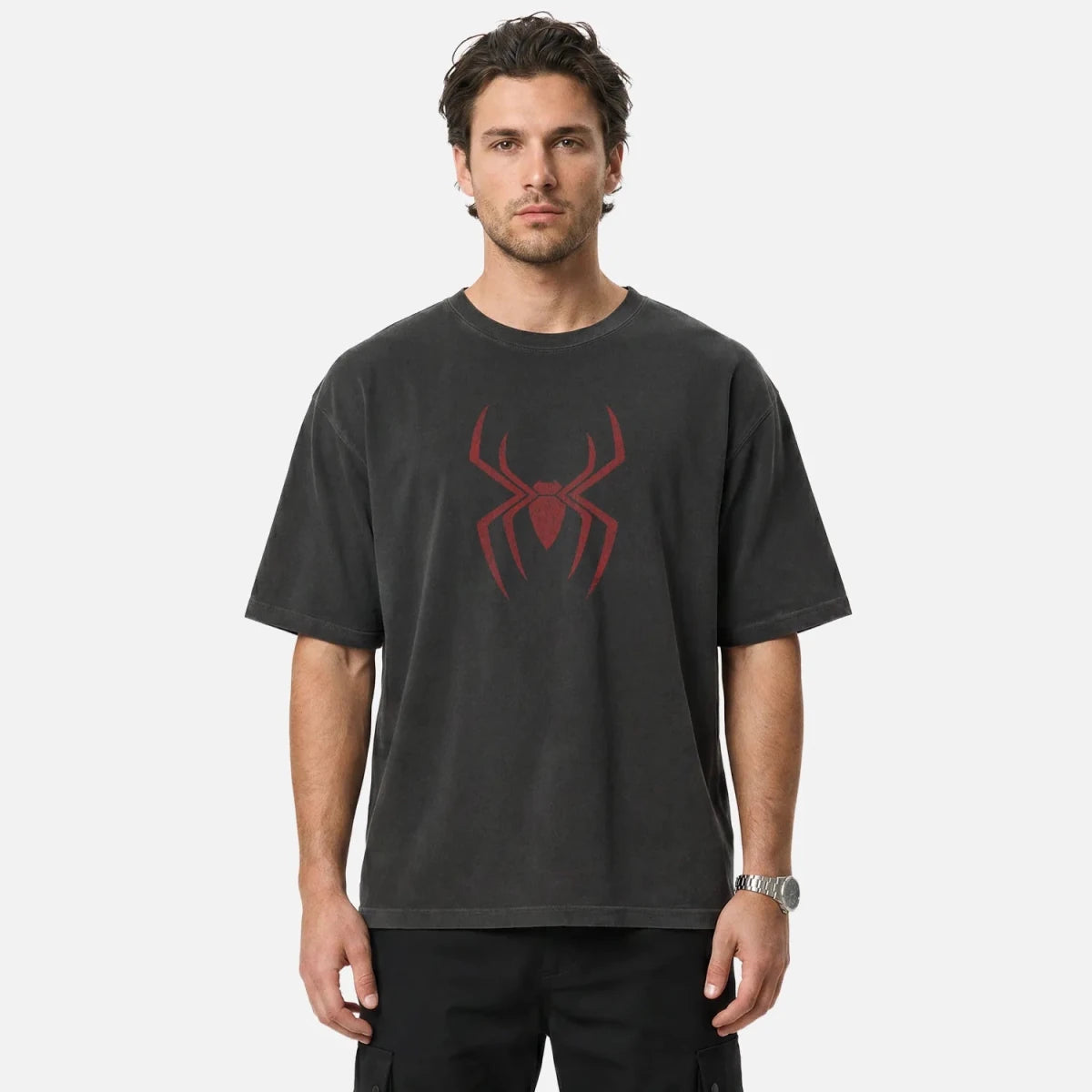 The Wall Crawler Tee – Distressed Spider Emblem Shirt - Cruel Royalty