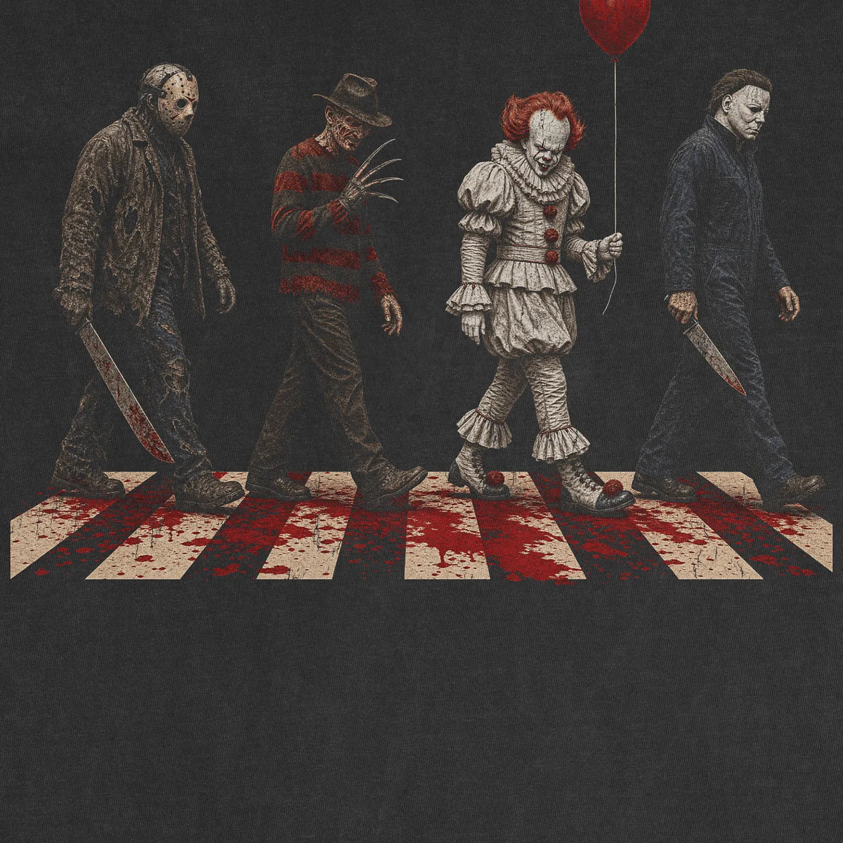 Slasher Crossing Tee – Horror Icons Halloween Shirt