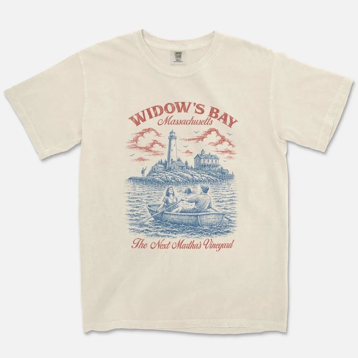 Widow's Bay Tee – Creepy Vintage Postcard Shirt (Ivory) - Cruel Royalty