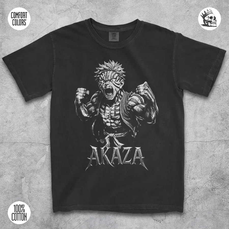 Akaza Shirt – Demon Slayer Upper Moon Three Anime Graphic Tee | Cruel Royalty - Cruel Royalty
