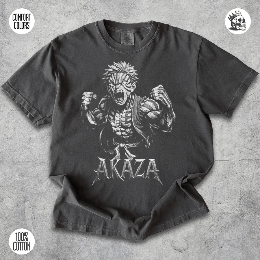 Akaza Shirt – Demon Slayer Upper Moon Three Anime Graphic Tee | Cruel Royalty - Cruel Royalty