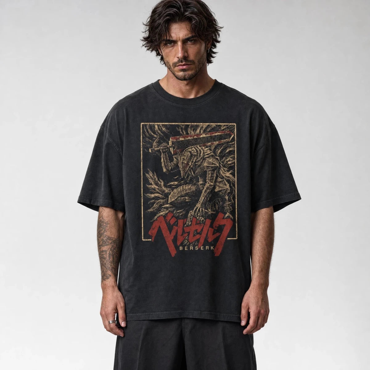 Model wearing Berserker Tee – Armored Warrior Shirt - Cruel Royalty