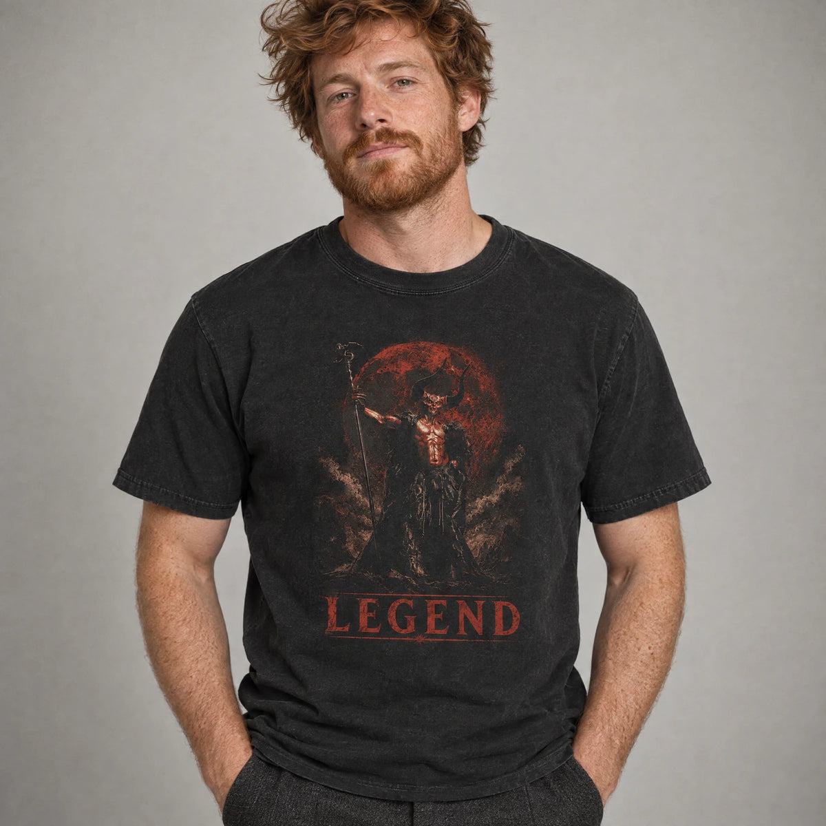 Legend 1985 Lord of Darkness movie tee on a model, black