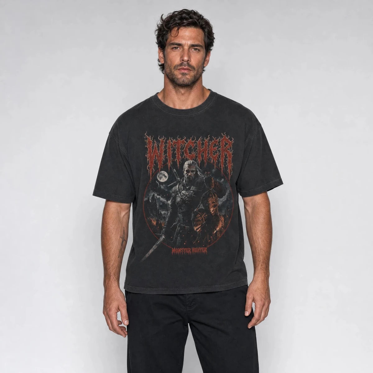 Monster Hunter Tee – Dark Fantasy Swordsman Shirt - Cruel Royalty