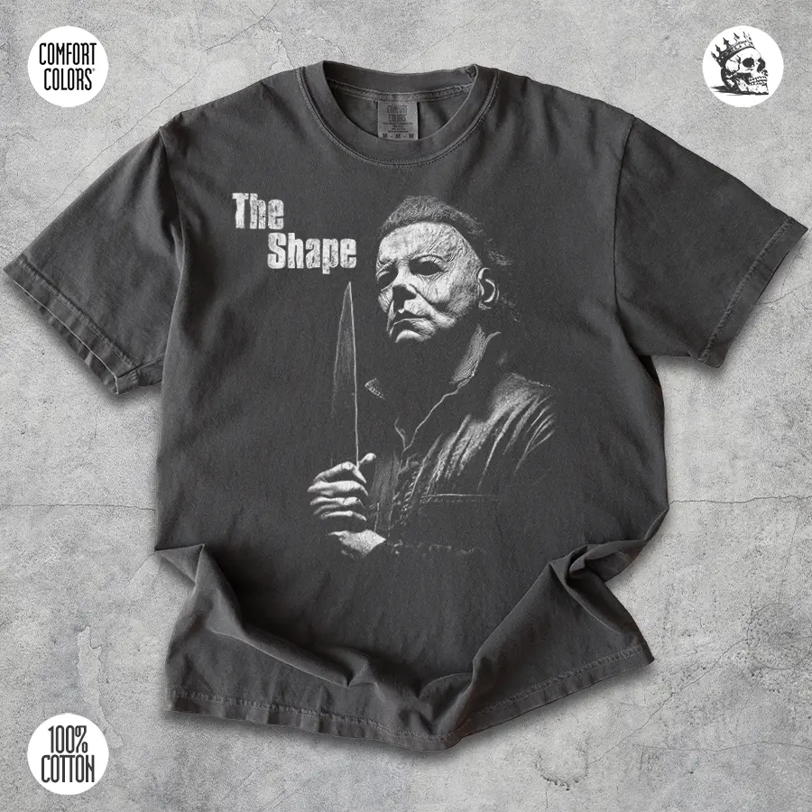 The Shape Michael Myers vintage Halloween tee by Cruel Royalty – retro horror streetwear graphic.